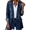 image:imageCHARTOU Women Floral Lace Denim Jacket Coat Buttoned Blazer Jean ShacketDark Blue