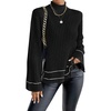 image:imageCHARTOU Women Lightweight Mock Neck Sweater Bell Long Sleeve Rib Knitted Fall Causal Pullover SweaterBlack