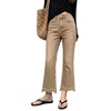 image:imageCHARTOU Women Pearl Trim Crop Flare Jeans Stretchy Slim Ankle Denim PantsKhaki