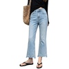 image:imageCHARTOU Women Pearl Trim Crop Flare Jeans Stretchy Slim Ankle Denim PantsLight Blue