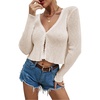 image:imageCHARTOU Women Slim Cropped Knit Sweater V Neck Button Down Open Front Crop Cardigan Sweater XSmallApricot