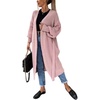 image:imageCHARTOU Womens Slouchy Chunky Shawl Wrap Knit Open Front Cardigan Midi Long Sweater CoatsPink