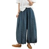 image:imageCHARTOU Women Polka Dot Baggy Jeans Cropped Denim Balloon Wide Leg Pants Drawstring Palazzo Jeans CulottesRetro Blue