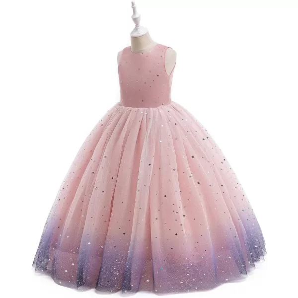 Flower Girls Tulle Dress Bridesmaid Sparkle Wedding Pageant Dresses Princess Birthday PartyDusty Pink amp Navy Blue