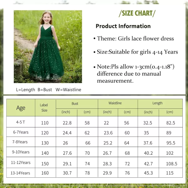 Flower Girls Tulle Dress Bridesmaid Sparkle Wedding Pageant Dresses Princess Birthday PartyGreen