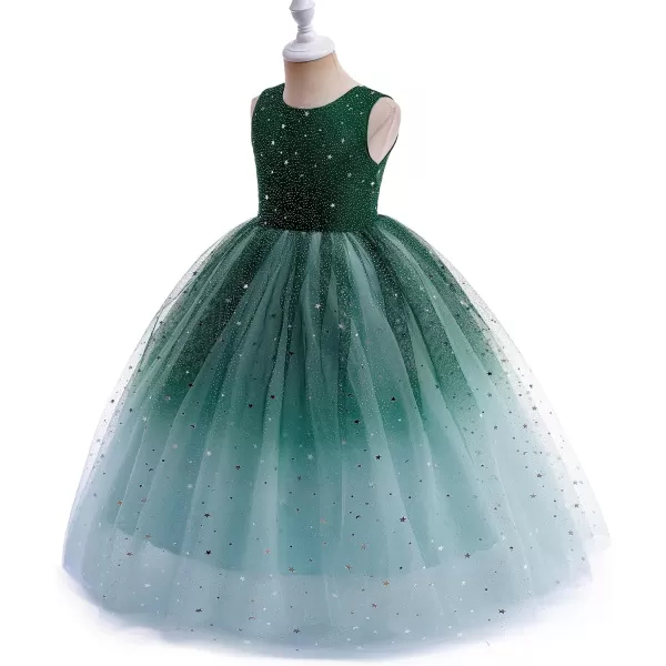 Flower Girls Tulle Dress Bridesmaid Sparkle Wedding Pageant Dresses Princess Birthday PartyGreen amp Blue