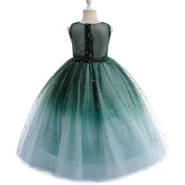 Flower Girls Tulle Dress Bridesmaid Sparkle Wedding Pageant Dresses Princess Birthday PartyGreen amp Blue