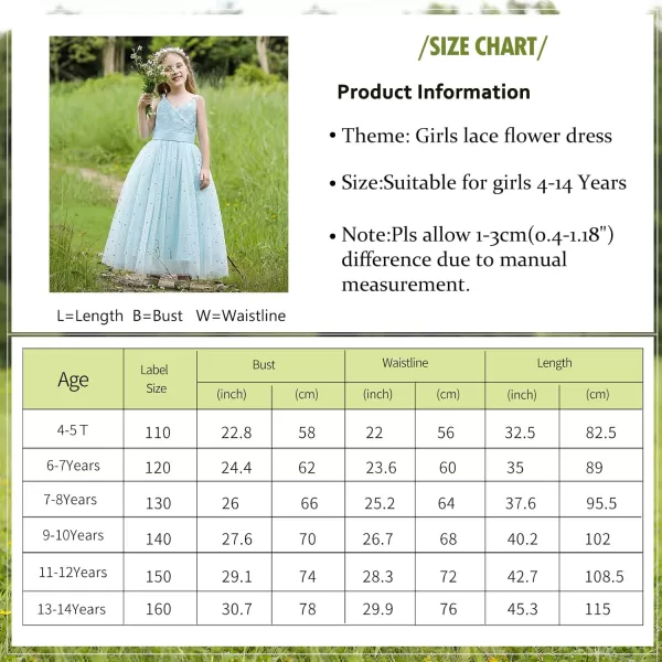 Flower Girls Tulle Dress Bridesmaid Sparkle Wedding Pageant Dresses Princess Birthday PartyLight Blue