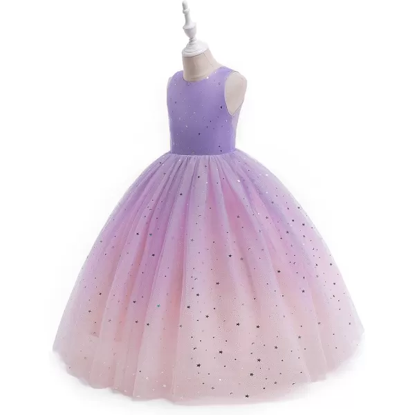 Flower Girls Tulle Dress Bridesmaid Sparkle Wedding Pageant Dresses Princess Birthday PartyPurple amp Pink