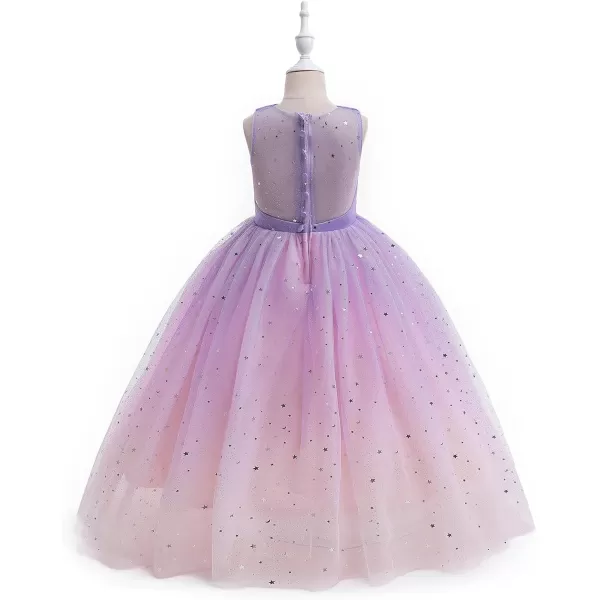 Flower Girls Tulle Dress Bridesmaid Sparkle Wedding Pageant Dresses Princess Birthday PartyPurple amp Pink