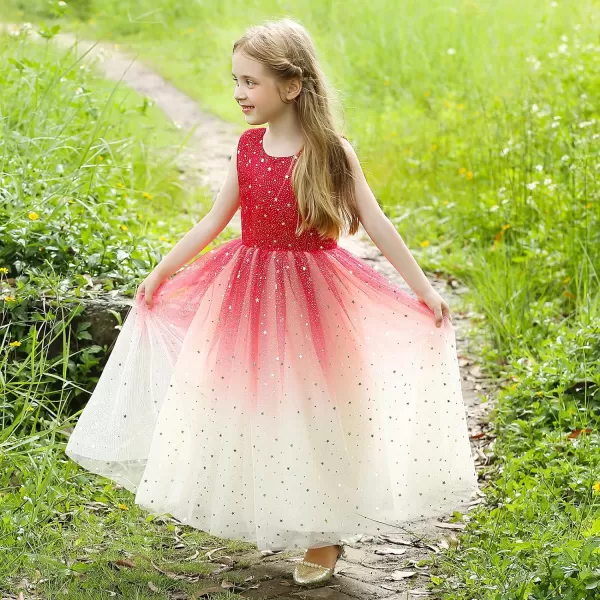 Flower Girls Tulle Dress Bridesmaid Sparkle Wedding Pageant Dresses Princess Birthday PartyRedchampagne