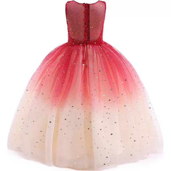 Flower Girls Tulle Dress Bridesmaid Sparkle Wedding Pageant Dresses Princess Birthday PartyRedchampagne