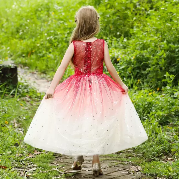 Flower Girls Tulle Dress Bridesmaid Sparkle Wedding Pageant Dresses Princess Birthday PartyRedchampagne