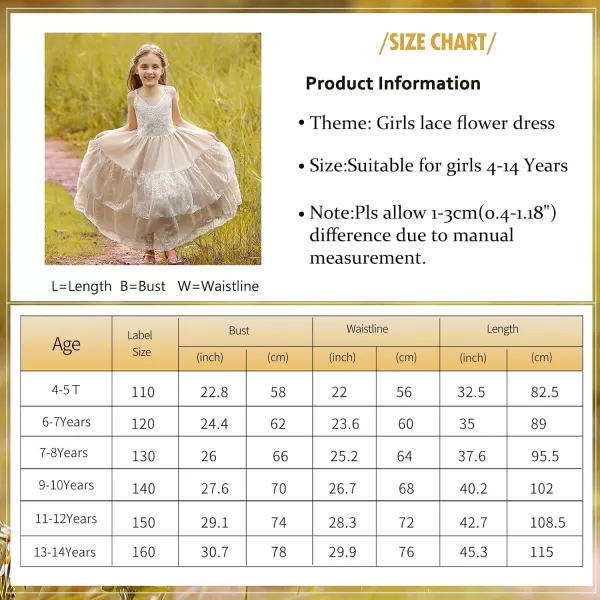 Lace Boho Flower Girl Dress Backless Bridesmaid Formal Tulle Party Little Girls Birthday Dresses HolidayChampagne