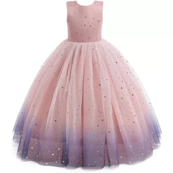 Flower Girls Tulle Dress Bridesmaid Sparkle Wedding Pageant Dresses Princess Birthday PartyDusty Pink amp Navy Blue