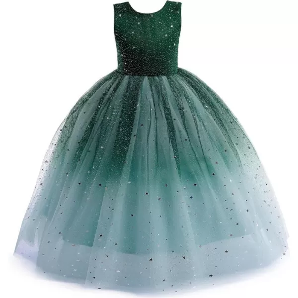 Flower Girls Tulle Dress Bridesmaid Sparkle Wedding Pageant Dresses Princess Birthday PartyGreen amp Blue