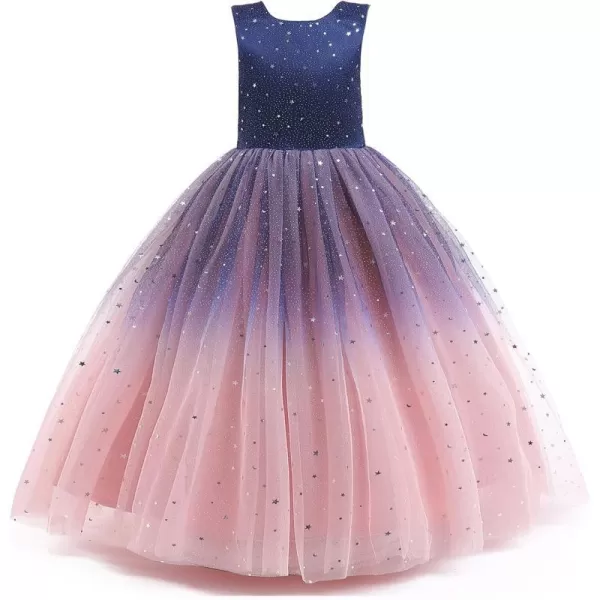 Flower Girls Tulle Dress Bridesmaid Sparkle Wedding Pageant Dresses Princess Birthday PartyNavy Bluedusty Pink