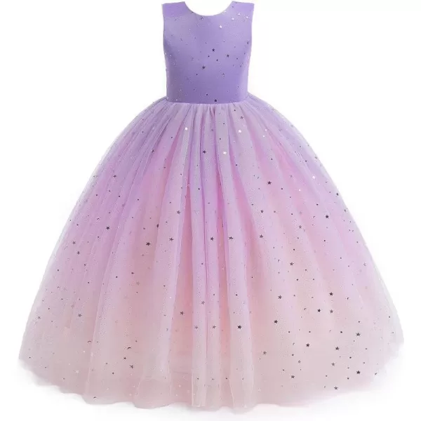 Flower Girls Tulle Dress Bridesmaid Sparkle Wedding Pageant Dresses Princess Birthday PartyPurple amp Pink