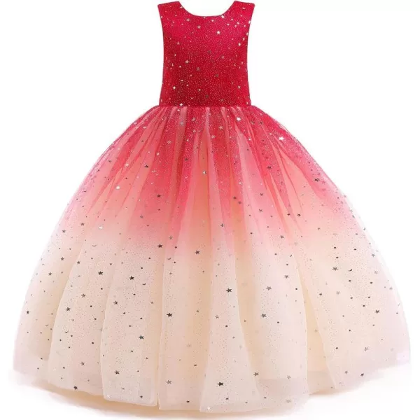 Flower Girls Tulle Dress Bridesmaid Sparkle Wedding Pageant Dresses Princess Birthday PartyRedchampagne