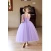 imageFlower Girls Tulle Wedding Dress A Line Long Formal Pageant Princess Birthday Party Ball Gown Bridesmaid DressesLight Purple