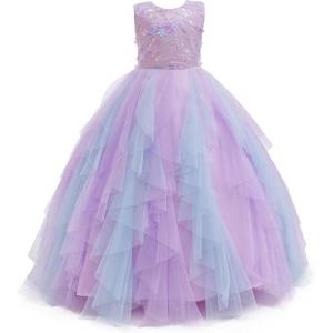 imageGirls Flower Girl Dress Princess Pageant Birthday Party Fancy Summer Wedding Dance Tween Girls Dresses GownsLight Purple