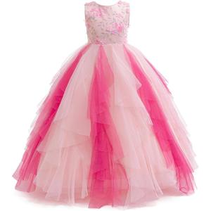 imageGirls Flower Girl Dress Princess Pageant Birthday Party Fancy Summer Wedding Dance Tween Girls Dresses GownsPink