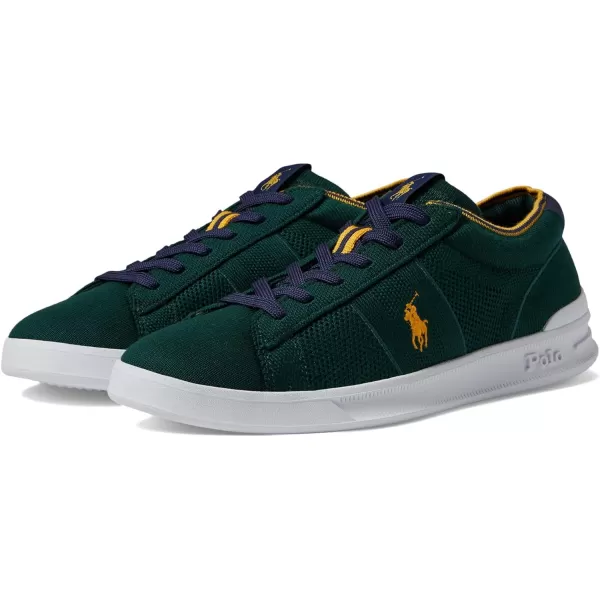 POLO RALPH LAUREN Mens HRT Crt Knit SneakerForestNavyGold