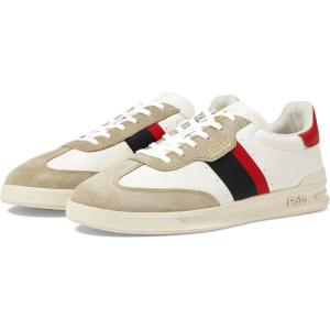 imagePolo Ralph Lauren Mens Suede LeatherHTR AeraSneakershigh Top LaceMilkshakeBlackRed