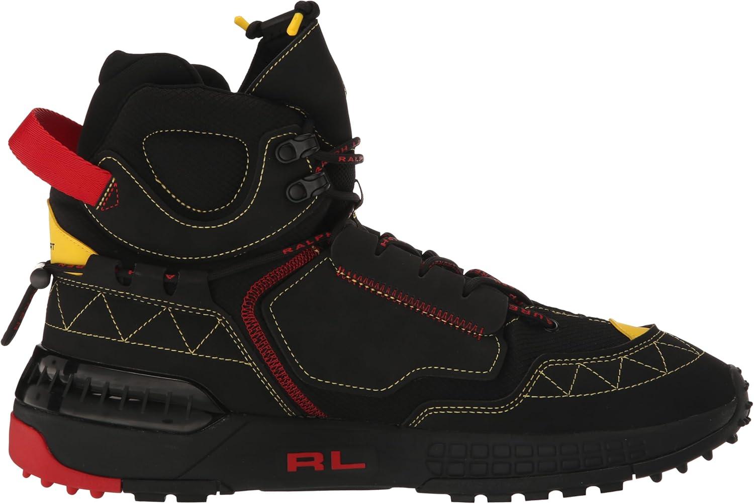 imagePolo Ralph Lauren Mens Ps200 Hightop SneakerBlackRedYellow