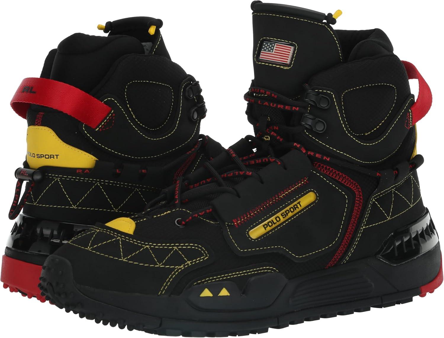imagePolo Ralph Lauren Mens Ps200 Hightop SneakerBlackRedYellow