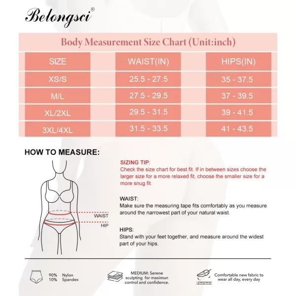 BELONGSCI High Waist Tummy Control Thong Shapewear for Women Body Shaper Underwear Seamless Panties Girdle Adjustable StrapsC2 Beige