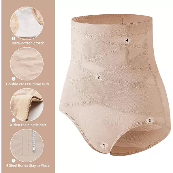 BELONGSCI Tummy Control Shapewear Panties for Women Body Shaper Slimming Shapewear Underwear Girdle PantyF Beige
