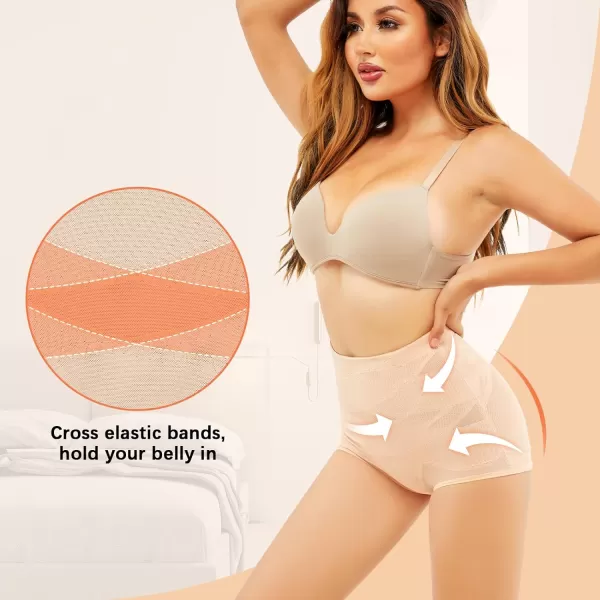 BELONGSCI Tummy Control Shapewear Panties for Women Body Shaper Slimming Shapewear Underwear Girdle PantyF Beigebeige 2 Pack