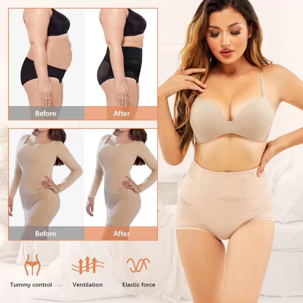 BELONGSCI Tummy Control Shapewear Panties for Women Body Shaper Slimming Shapewear Underwear Girdle PantyF Beigebeige 2 Pack