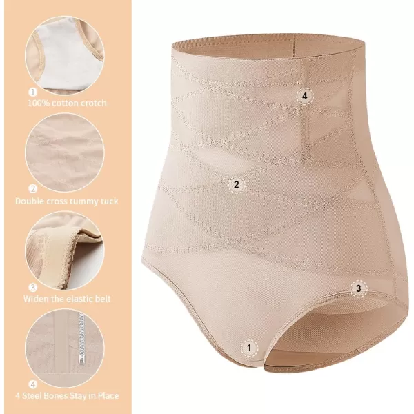 BELONGSCI Tummy Control Shapewear Panties for Women Body Shaper Slimming Shapewear Underwear Girdle PantyF Beigebeige 2 Pack