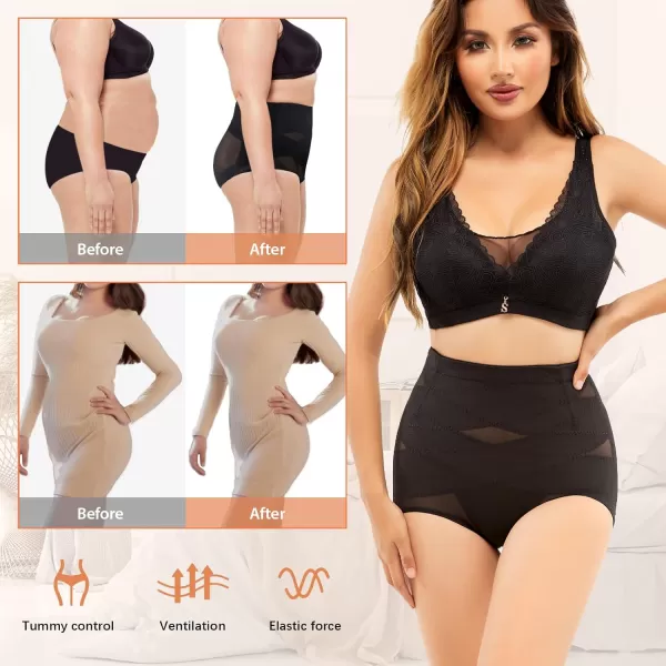 BELONGSCI Tummy Control Shapewear Panties for Women Body Shaper Slimming Shapewear Underwear Girdle PantyF Beigeblack 2 Pack