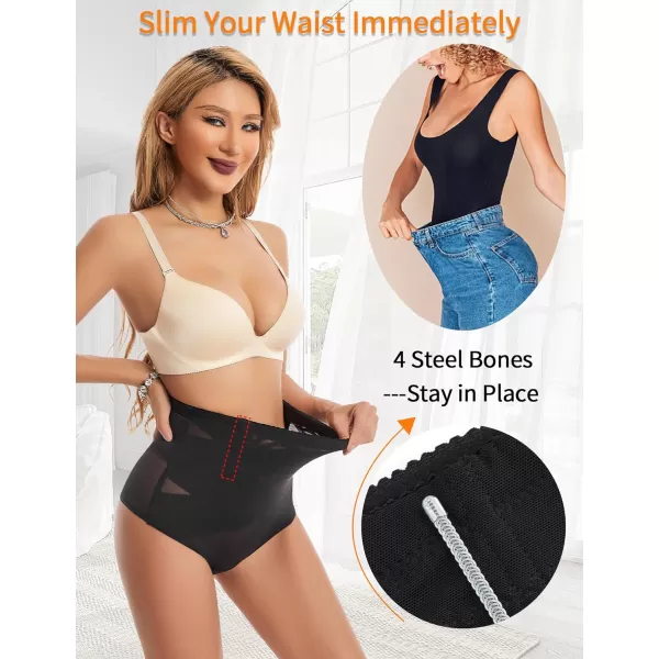 BELONGSCI Tummy Control Thong Shapewear for Women Body Shaper Underwear Seamless Shaping Thong Thigh Slimming TechnologyG Black