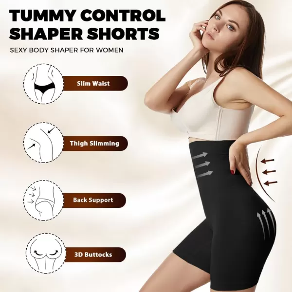 BELONGSCI High Waist Tummy Control Underwear Slim Shapewear for Women Seamless Shaping Boyshorts Thigh Slimming TechnologyD Black