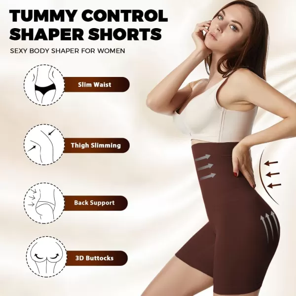 BELONGSCI High Waist Tummy Control Underwear Slim Shapewear for Women Seamless Shaping Boyshorts Thigh Slimming TechnologyD Coffee