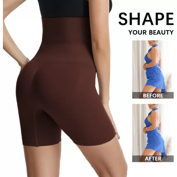 BELONGSCI High Waist Tummy Control Underwear Slim Shapewear for Women Seamless Shaping Boyshorts Thigh Slimming TechnologyD Coffee