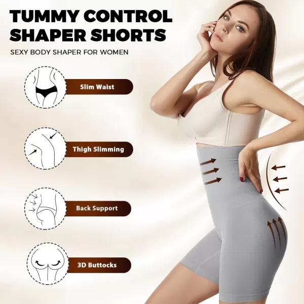 BELONGSCI High Waist Tummy Control Underwear Slim Shapewear for Women Seamless Shaping Boyshorts Thigh Slimming TechnologyD Grey