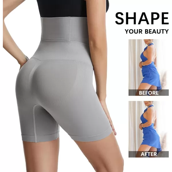 BELONGSCI High Waist Tummy Control Underwear Slim Shapewear for Women Seamless Shaping Boyshorts Thigh Slimming TechnologyD Grey