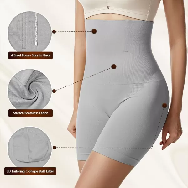 BELONGSCI High Waist Tummy Control Underwear Slim Shapewear for Women Seamless Shaping Boyshorts Thigh Slimming TechnologyD Grey