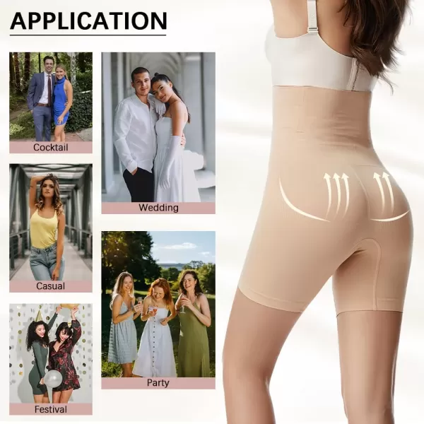 BELONGSCI High Waist Tummy Control Underwear Slim Shapewear for Women Seamless Shaping Boyshorts Thigh Slimming TechnologyD2 Beige