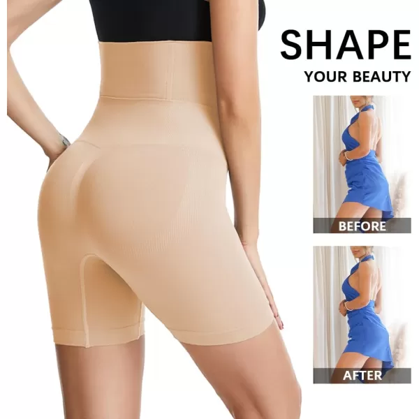 BELONGSCI High Waist Tummy Control Underwear Slim Shapewear for Women Seamless Shaping Boyshorts Thigh Slimming TechnologyD2 Beige