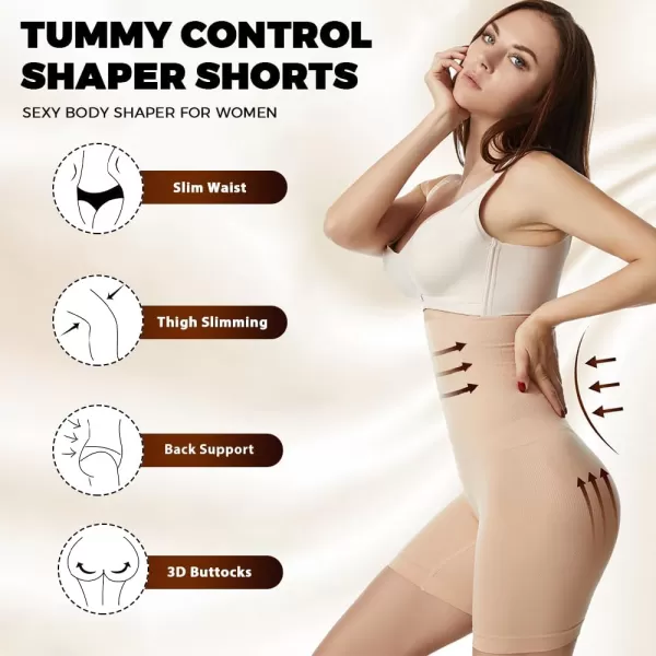 BELONGSCI High Waist Tummy Control Underwear Slim Shapewear for Women Seamless Shaping Boyshorts Thigh Slimming TechnologyD2 Beige