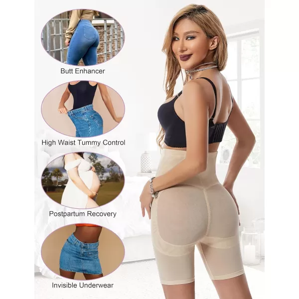 BELONGSCI High Waist Tummy Control Underwear Slim Shapewear for Women Seamless Shaping Boyshorts Thigh Slimming TechnologyF2 Beige