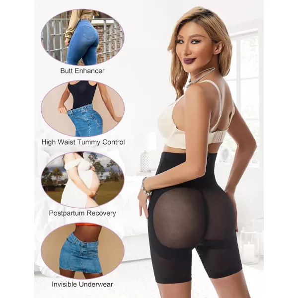 BELONGSCI High Waist Tummy Control Underwear Slim Shapewear for Women Seamless Shaping Boyshorts Thigh Slimming TechnologyF2 Black