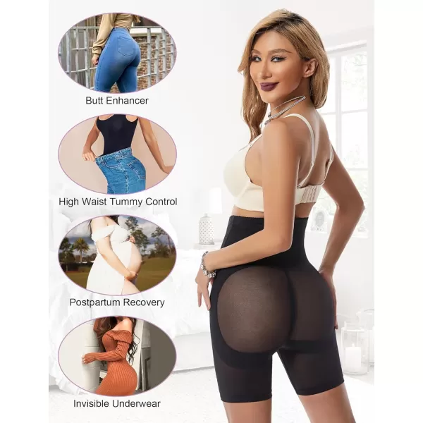 BELONGSCI High Waist Tummy Control Underwear Slim Shapewear for Women Seamless Shaping Boyshorts Thigh Slimming TechnologyK Black