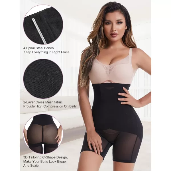 BELONGSCI High Waist Tummy Control Underwear Slim Shapewear for Women Seamless Shaping Boyshorts Thigh Slimming TechnologyK Black